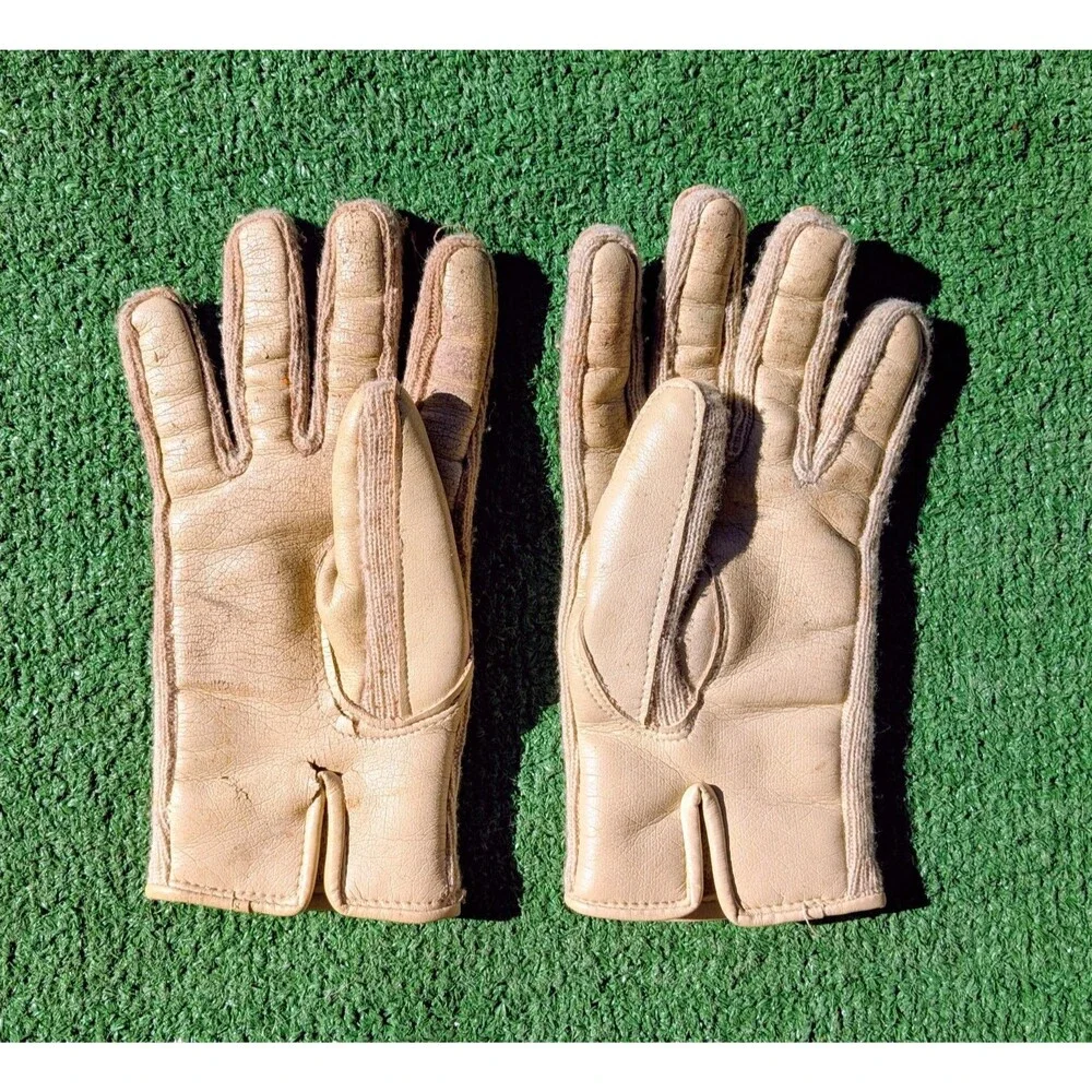 Taupe Leather w/Acrylic Warm Vintage 1960s Petite Small DISCOLORED Gloves GUC